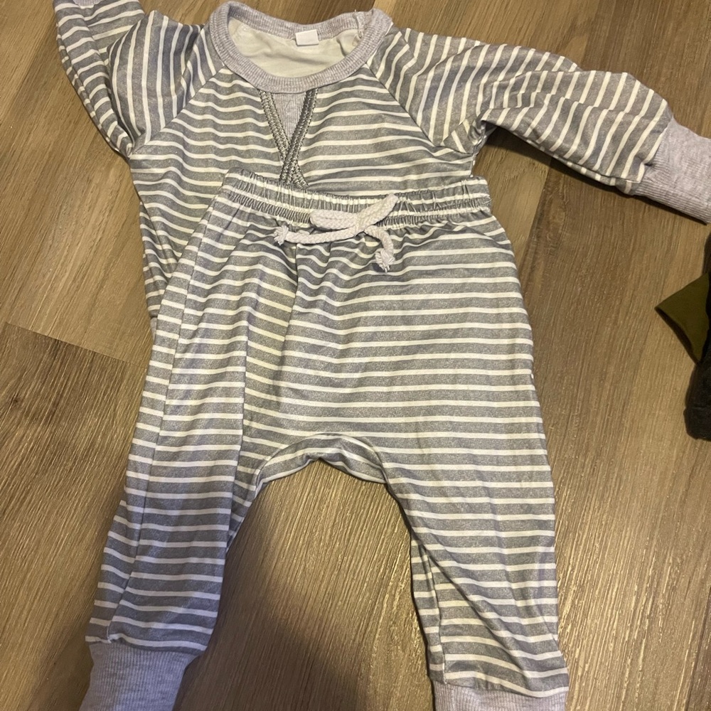 Striped Gray Kids One Piece